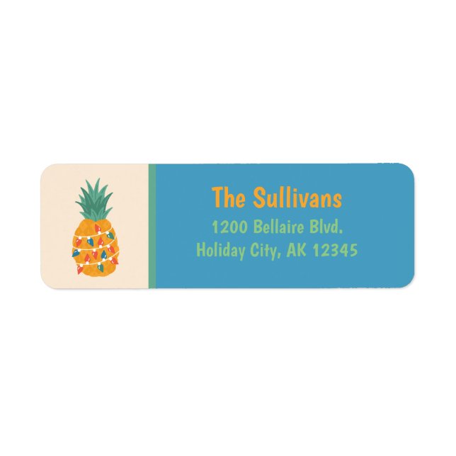 Étiquette Noël Ananas Adresse de retour (Devant)