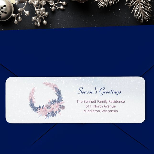 Étiquette Noël Aquarelle Feuillage d'Hiver Fête de fin d'ann (Créateur téléchargé)