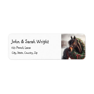 Étiquette Noël Beau Cheval Brown & Wreath