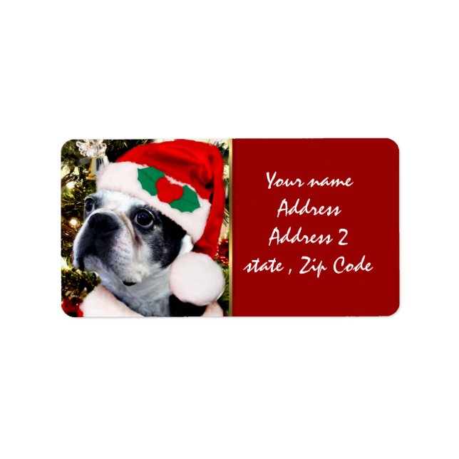Étiquette Noël Boston terrier (Devant)