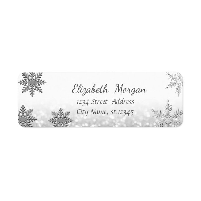 Étiquette Noël branché,Flocons de neige,Pailleté (Devant)