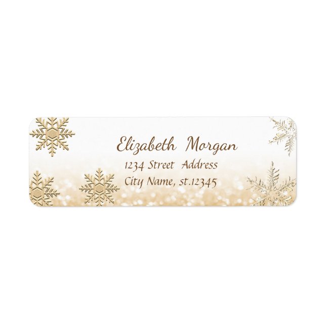 Étiquette Noël branché,Flocons de neige,Paillettes (Devant)