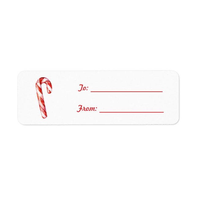 Étiquette Noël Canne de Bonbons Rouge Blanc (Devant)