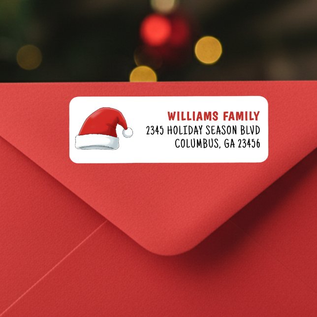 Étiquette Noël Casquette Noël du Père Noël (Santa Claus Hat Christmas Holiday Label
)