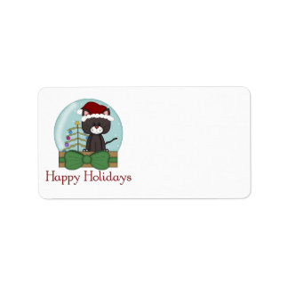 Étiquette Noël Chat Kitten Vacances Noël Snowglobes