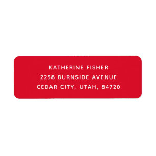 Étiquette Noël classique rouge minimaliste adresse de vacanc