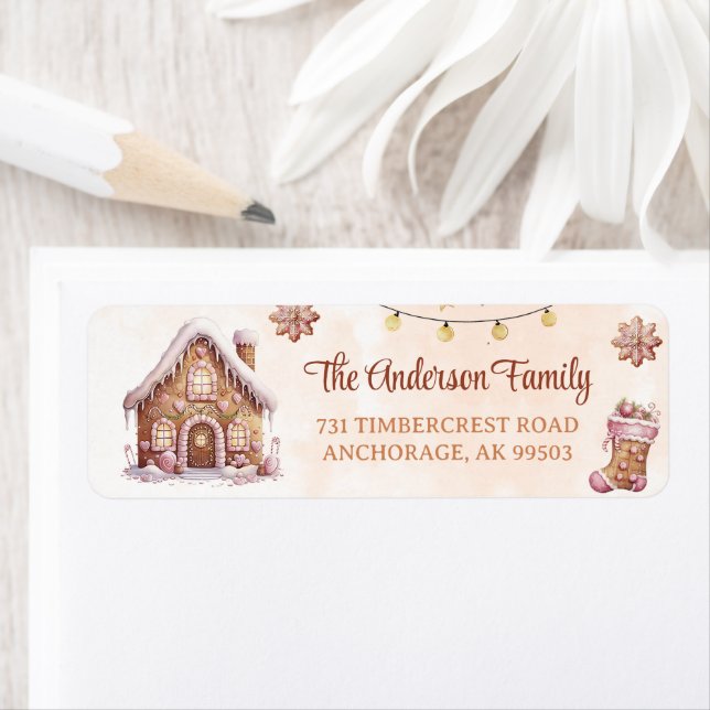 Étiquette Noël Cookie rose fête d'anniversaire (En situation)