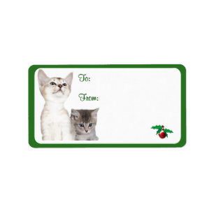 Étiquette Noël de chaton souhaite les autocollants #2