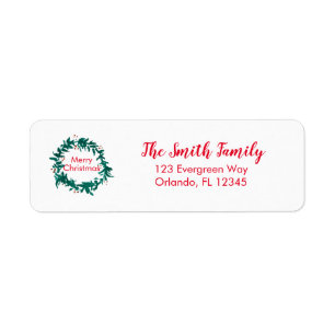 Étiquette Noël de la couronne verte