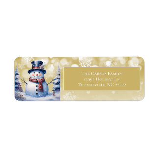 Étiquette Noël de la forêt d'hiver | Adresse Gold