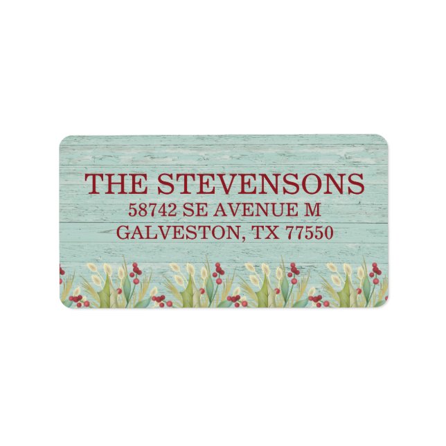 Étiquette Noël de la plage tropicale rustique (Devant)