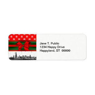 Étiquette Noël de la Red Snowflon de Chicago Skyline