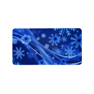 Étiquette Noël des Flèches de neige d'hiver bleues