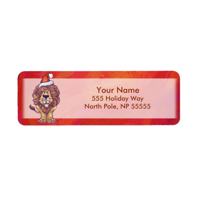 Étiquette Noël du lion en rouge (Devant)