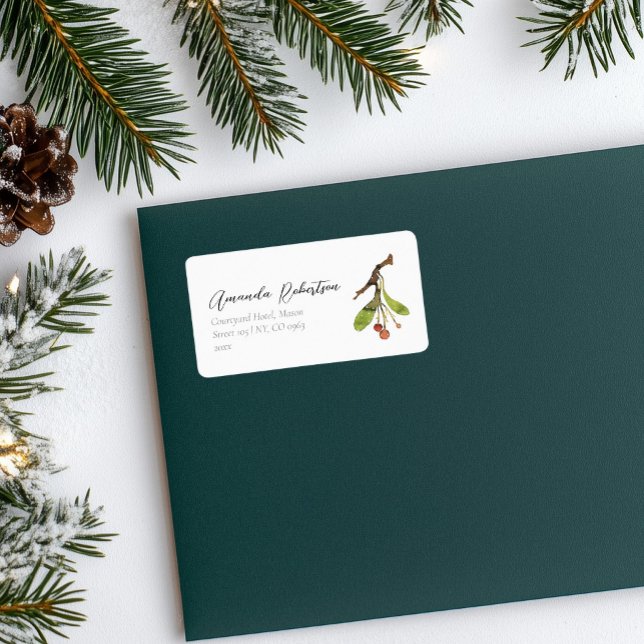Étiquette Noël élégant de Mistletoe (Créateur téléchargé)