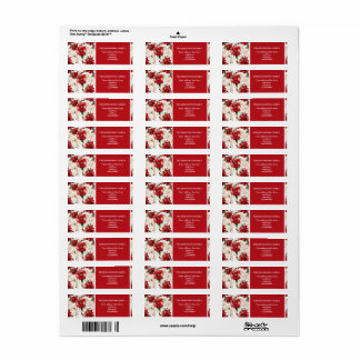 Étiquette Noël Elegant Floral Red Green Motif adresse