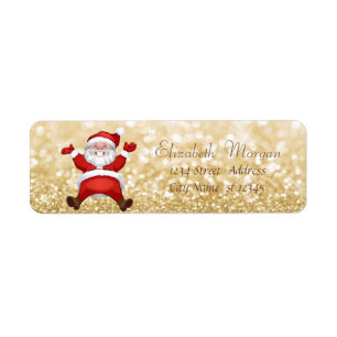 Étiquette Noël élégant, Père Noël, Glitterie
