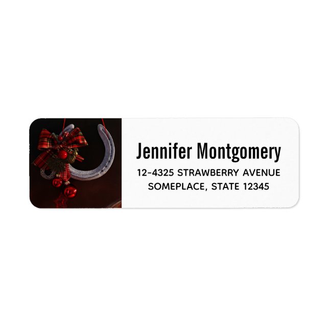 Étiquette Noël équestre pendre en fer à cheval Photo (Devant)