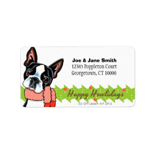 Étiquette Noël heureux de Boston Terrier Howlidays