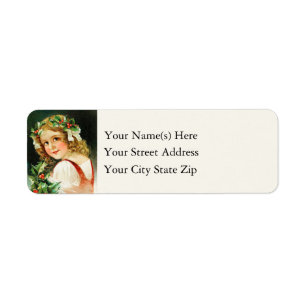 Étiquette Noël Holly Girl Vintage