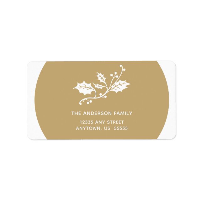 Étiquette Noël Holly sur Gold (Devant)