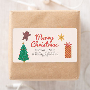 Étiquette Noël Joyeux Noël couleur Adresses de Noël