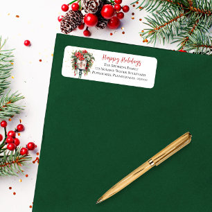 Étiquette Noël Joyeux vacances Boîte aux lettres Floral Mono