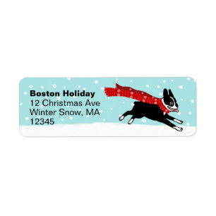 Étiquette Noël mignon de chien de vacances d'hiver de Bosto