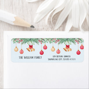Étiquette Noël Moderne Holly Et Berries Rouges