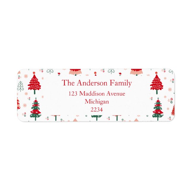 Étiquette Noël Motif des sapins scandinaves (Devant)