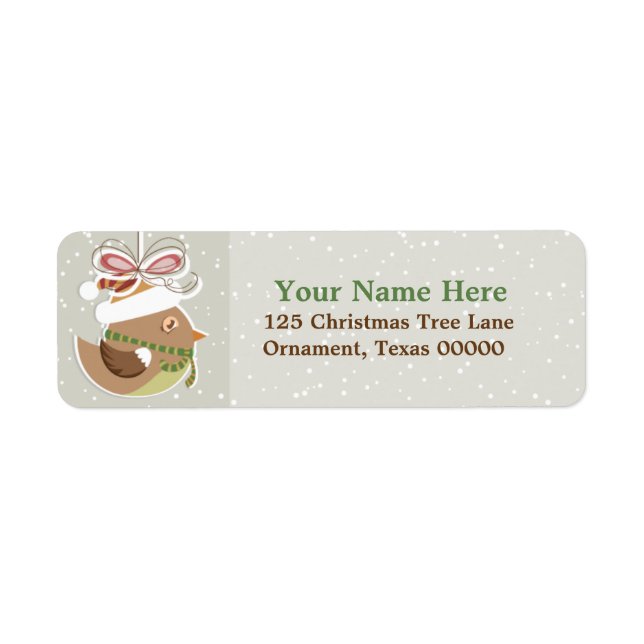 Étiquette Noël Oiseau de neige Custom Retourner Adresse Étiq (Devant)
