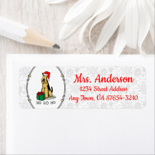 Étiquette Noël Père Noël Airedale Terrier HO HO Cher