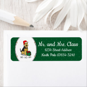 Étiquette Noël Père Noël Casquette Welsh Terrier Chien migno