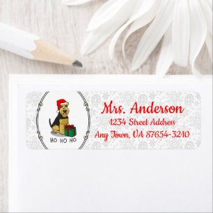 Étiquette Noël Père Noël Casquette Welsh Terrier Chien migno