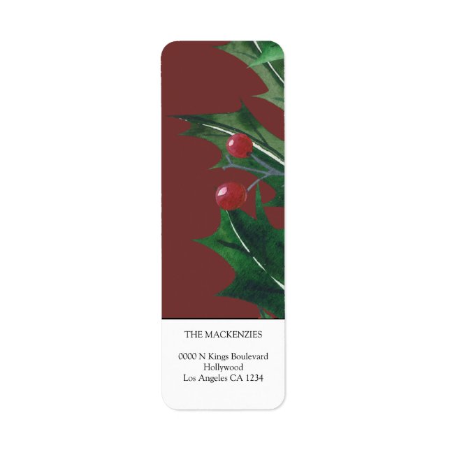 Étiquette Noël personnalisé Holly Berries (Devant)