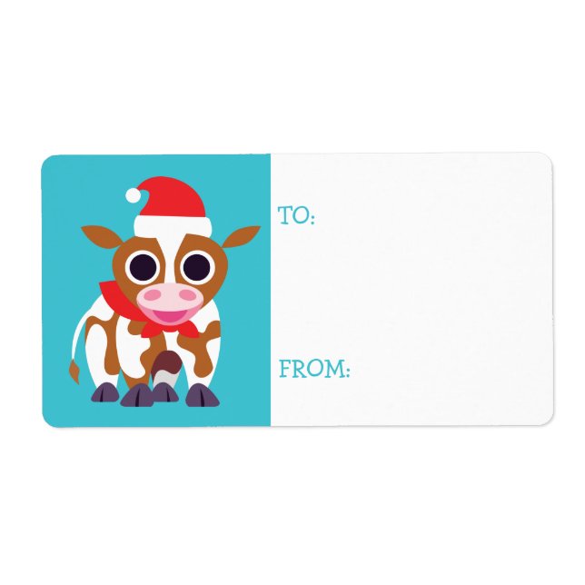 Étiquette Noël Reba la vache (Devant)