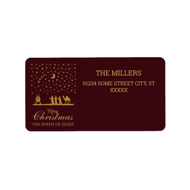 Étiquette Noël religieux, Naissance de Jésus, Trois Roi (Devant)
