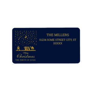 Étiquette Noël religieux, Naissance de Jésus, Trois Roi