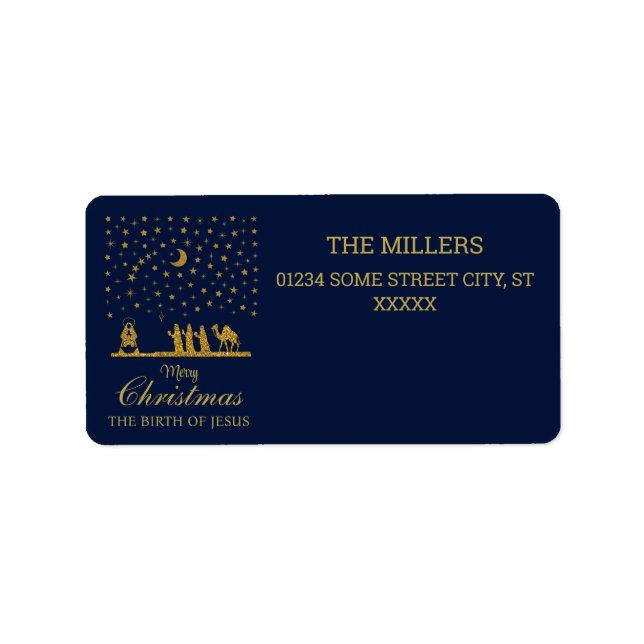 Étiquette Noël religieux, Naissance de Jésus, Trois Roi (Devant)