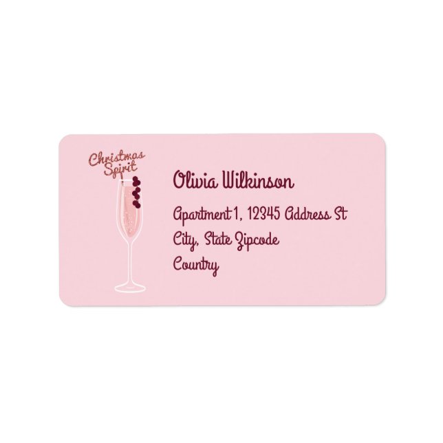 Étiquette Noël rose étincelant (Devant)