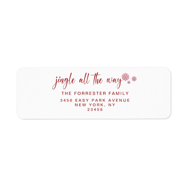 Étiquette Noël Rouge Jingle Tout le chemin (Devant)