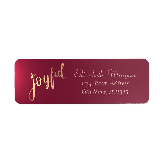 Étiquette Noël, Rouge Joyeux, Fêtes (Devant)