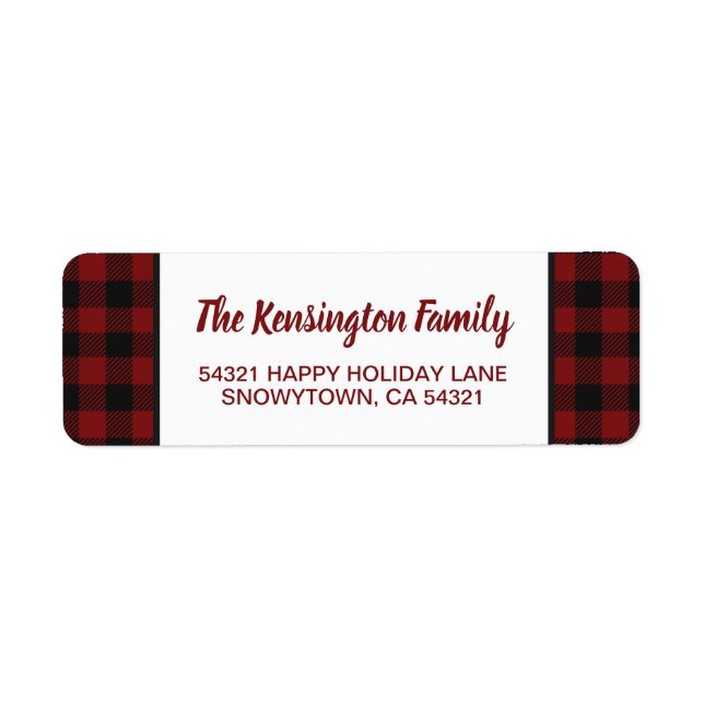 Étiquette Noël Russe Rouge Buffalo Plaid Holiday (Devant)