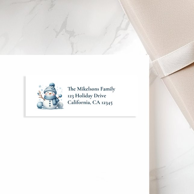 Étiquette Noël rustique bleu cosy (Créateur téléchargé)