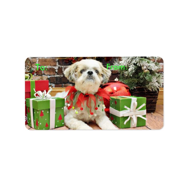 Étiquette Noël - Shih Tzu - Bailey (Devant)
