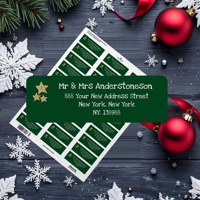 Étiquette Noël Simple Nom de script Rustique Green Adresse (Choose from Address Labels, Return Address Labels and Shipping Labels.)