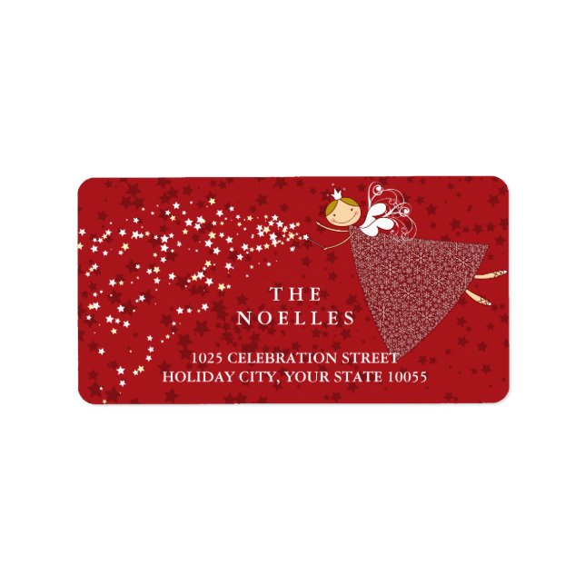 Étiquette Noël Snowflakes Magique Fée Adresse de vacances (Devant)