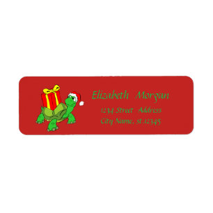 Étiquette Noël ,Tortue de dessin animé,Chapeau de Père Noël,