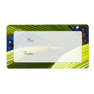 Étiquette Noël tropical d'un lézard de Gecko