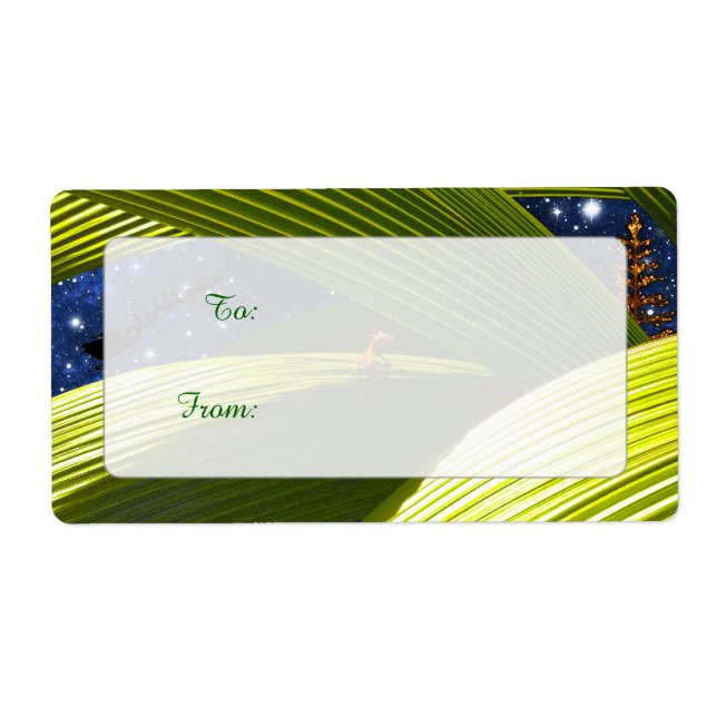 Étiquette Noël tropical d'un lézard de Gecko (Devant)